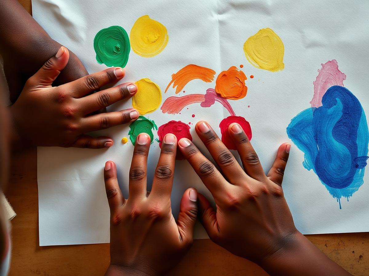 Small hands finger-painting